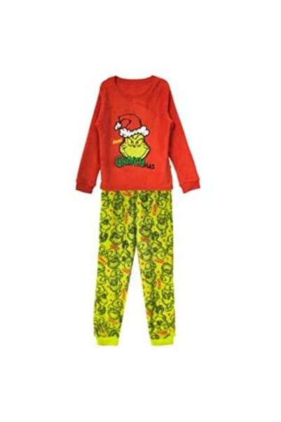 IRO Pijamale de Crăciun Grinch din fleece verde și roșu pentru copii