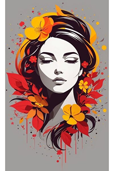 ALAYRA International ملصق فني ملون لوجه امرأة، ديكور جداري منزلي معاصر - 40×6...