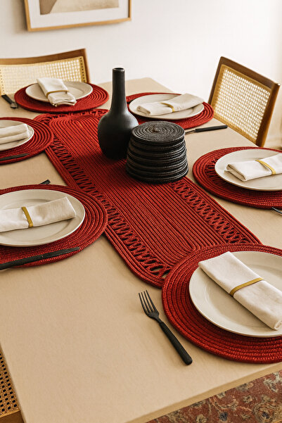 Ahs Tasarım Set Supla și Runner din tricot de paie