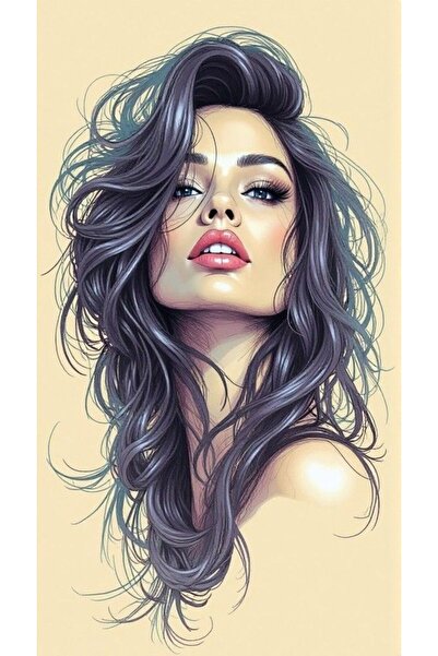 ALAYRA International ملصق فني ملون لوجه امرأة، ديكور جداري منزلي معاصر - 40×6...