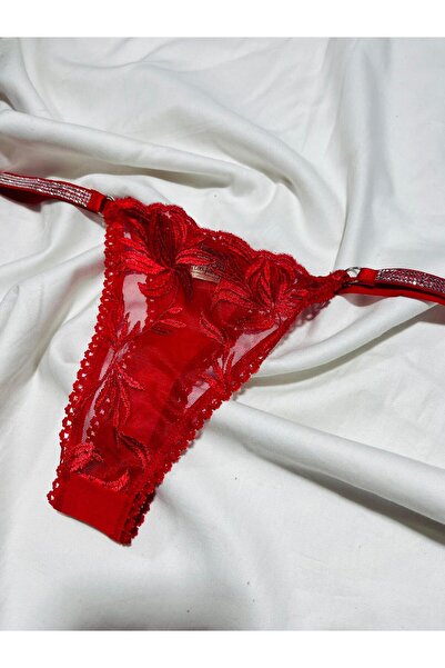 mendoza store Chiloți tanga cu strasuri roșii