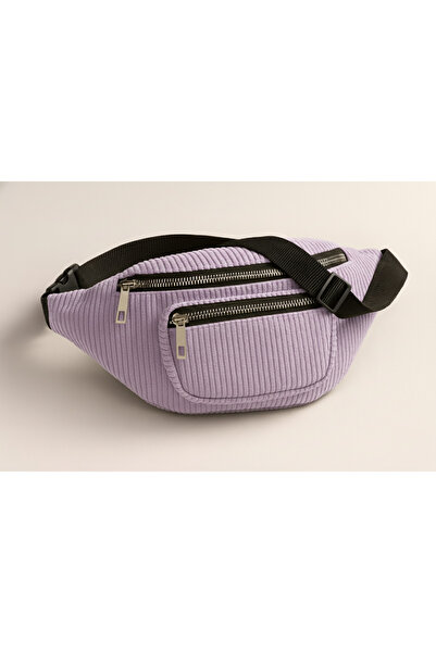 Boldy Velvet Waist Bag - Shoulder Bag - Shoulder and Waist Bag - Velvet Bag with Pockets - Double Compartment Waist Bag