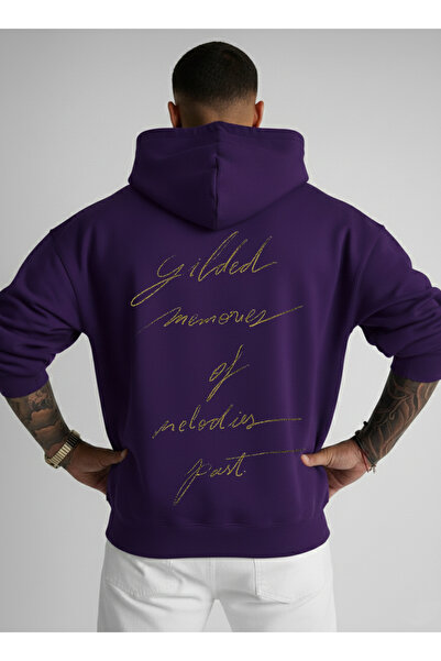 LORVEX Φούτερ Oversize Unisex με κουκούλα 100% βαμβάκι με στάμπα GİLDED MEMORES