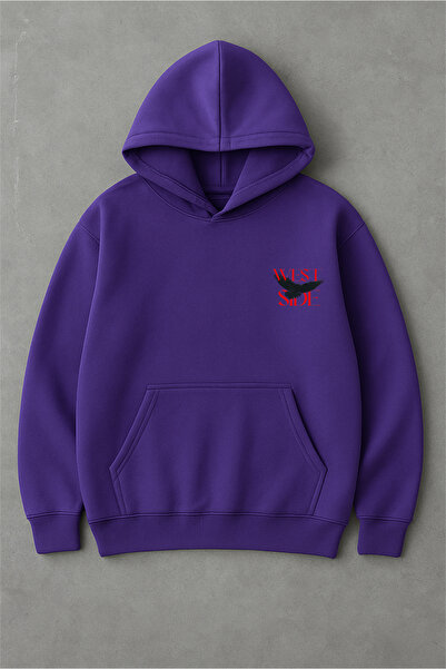 LORVEX Hanorac cu glugă oversize unisex, 100% bumbac, imprimat WEST SIDE