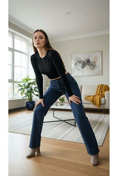 geenz manifacture Γυναικείο τζιν με ψηλόμεσο τζιν φαρδύ παντελόνι Palazzo