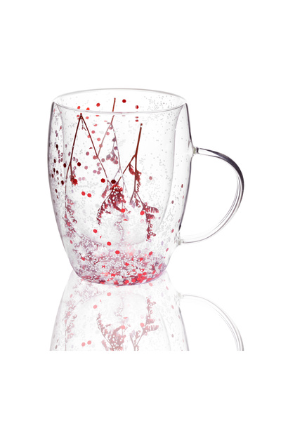 Malooki Glass Mug with Dried Flowers – snow
