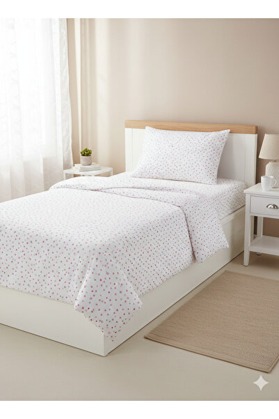 Alpateks Home طقم غطاء لحاف مفرد وردي منقط 100% قطن