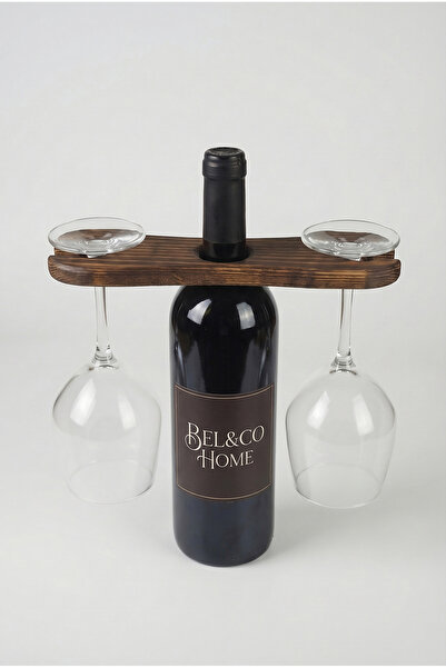 Bel&Co Home Masif Ahşap Şişe ve Kadeh Taşıyıcı / Şişe Standı | Dekoratif Ahşa...