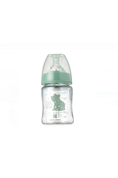 Kikka Boo Glass Baby Bottle with Silicone Nipple Mint Green Teddy 150ml