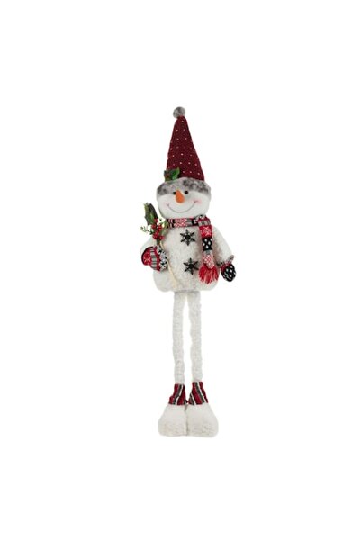 OEM Figurină decorativă de Crăciun, om de zăpadă, albă, cu picioare telescopi...