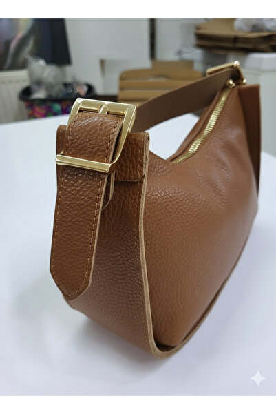 aysefe Genuine Leather Handmade Baguette Shoulder Bag