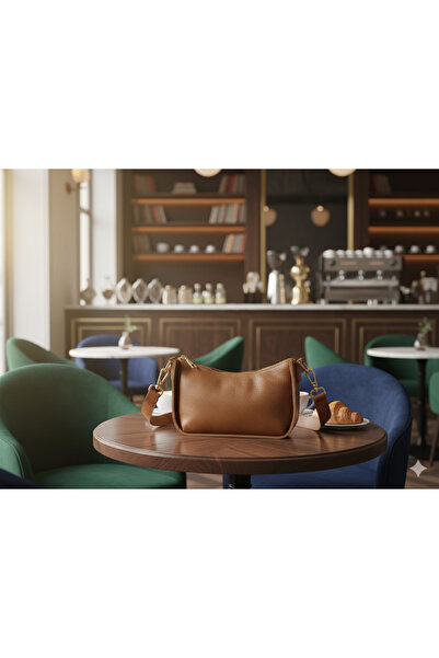 aysefe Genuine Leather Handmade Baguette Shoulder Bag