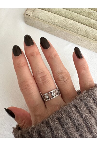 ringbox Silver Color Flower Tamtur Steel Ring