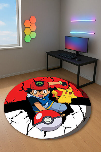 Reyhani Pokemon Desenli Kaymaz Taban Makinede Yıkanabilir Çocuk Gamıng Halısı...