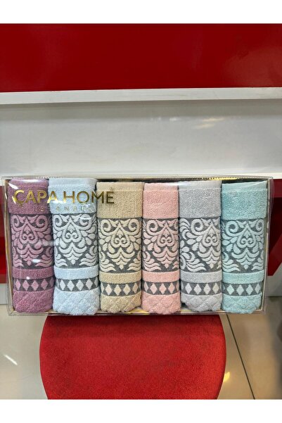 Çapa Home Set of 6 Premium Quality Cotton Daily Gift Hand Face Towel 50X90