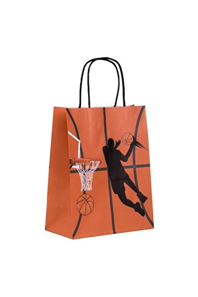 OEM Πορτοκαλί χάρτινη τσάντα δώρου με σχέδιο μπάσκετ 18x10x23cm