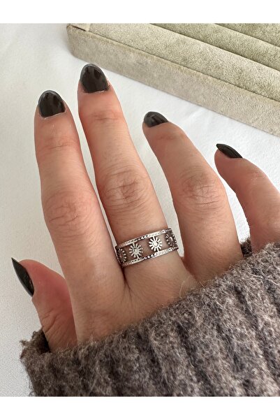 ringbox Silver Color Flower Tamtur Steel Ring