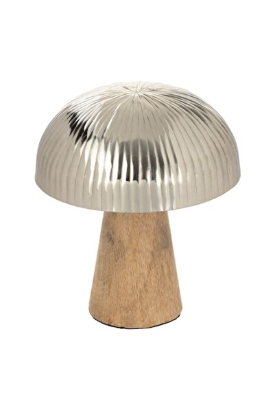 OEM Masă decorativă din lemn cu ciuperci, argintiu/maro, Ø10.5x10.5 cm