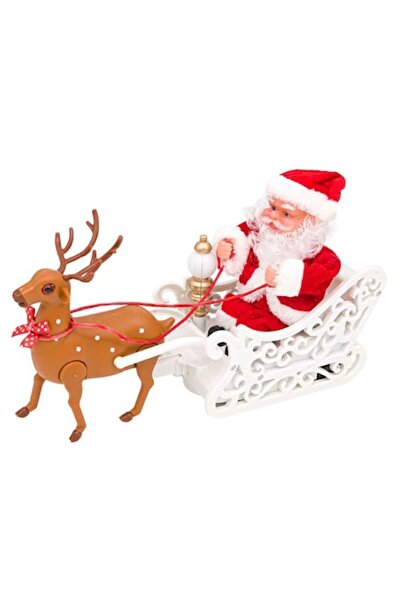 IRO Christmas decorative figure - Santa Claus with sleigh, sound and movement, 30 cm, red/brown