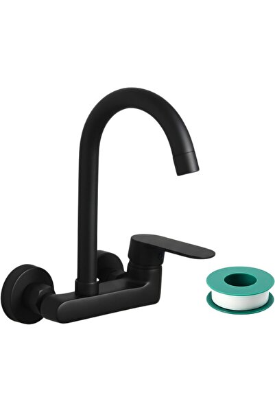 Generic Economic 2 holes sink Mixer Tap wall mounted kitchen faucet (Black)