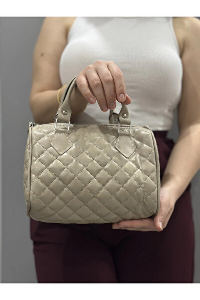 ZENGEZUR MALL Lvsqvr Capless Quilted Beige Leather Bag (232444) (Size: Standard)