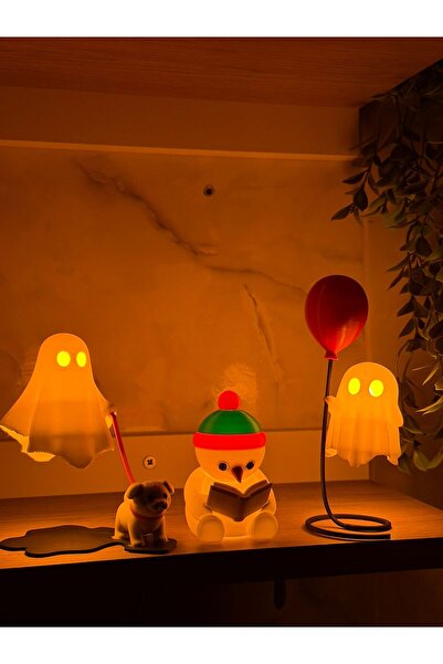 Barstech Sevimli Hayalet 3 Lü SET Tealight - Pilli LED Gece Lambası – Dekorat...