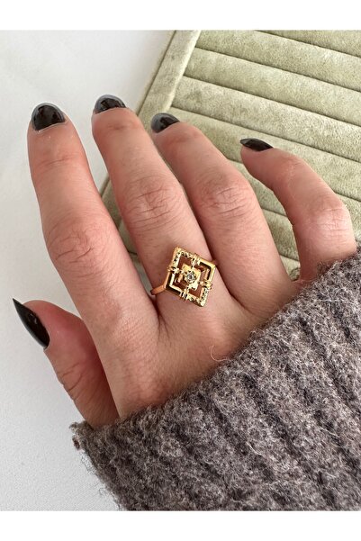 ringbox Gold Quadrilateral Vintage Steel Ring
