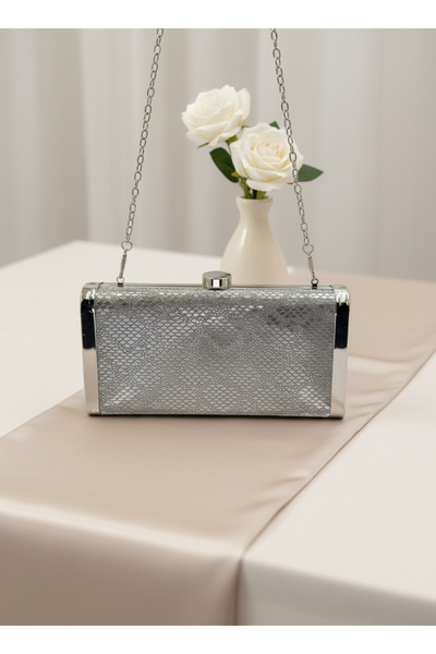 Wedding Fashion Anthracite Gray Platinum Complete Metal Frame Evening Dress Bag Wedding Engagement Graduation
