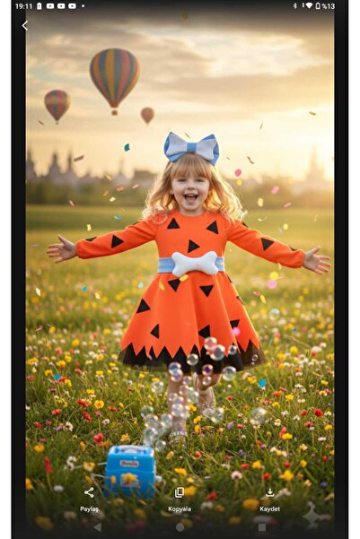 Sare Çocuk Giyim Κοριτσίστικο φόρεμα πορτοκαλί χαλίκι Στολή Πέτρινης Εποχής + Πόρπη