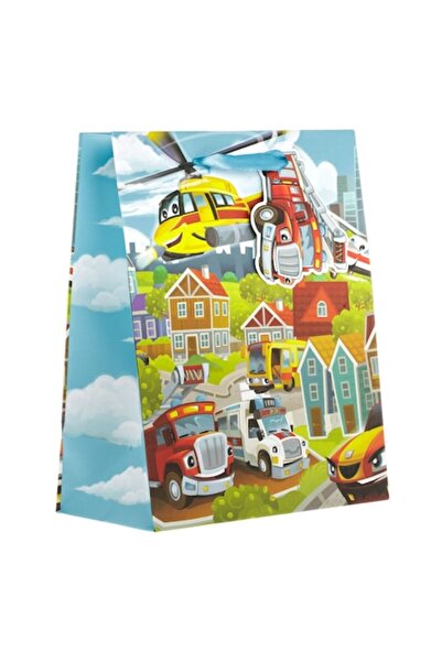 OEM Подаръчна хартиена торбичка с превозни средства 18x10x23 см