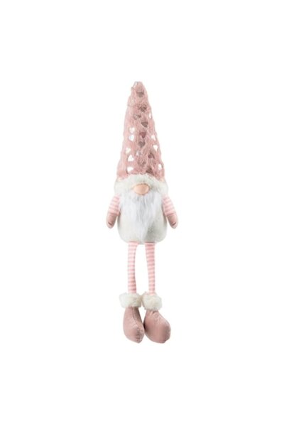 OEM Διακοσμητικό φιγούρα Άγιος Βασίλης Γκνόμ, ροζ καπέλο από συνθετική γούνα ...