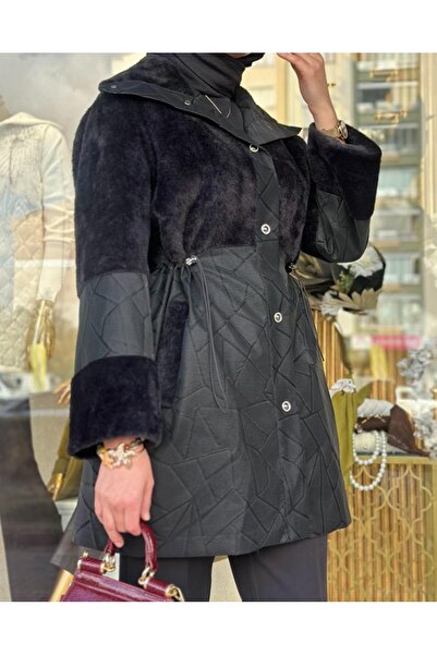 my312 Angora Coat with Snap Fasteners-7942