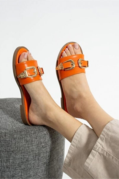 ZENGEZUR MALL Nrzsnt Sene Orange Skin Slippers (233424) (Size: 37)