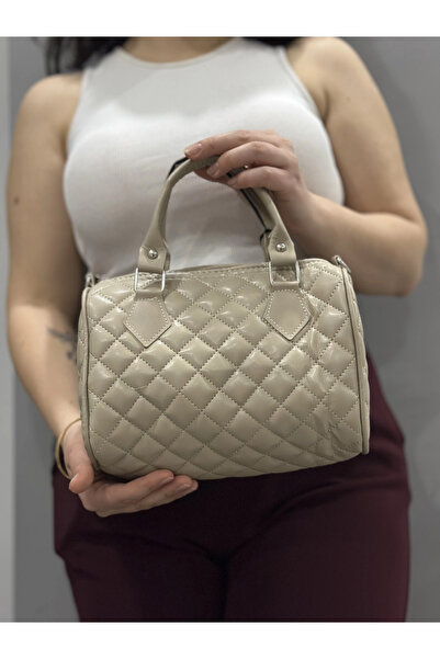 ZENGEZUR MALL Lvsqvr Capless Quilted Beige Leather Bag (232444) (Size: Standard)