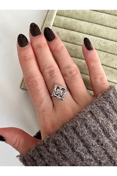 ringbox Silver Color Quadrilateral Vintage Steel Ring