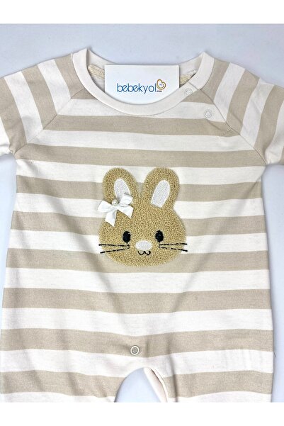 bebekyol Rabbit Süzene Embroidered Baby Romper