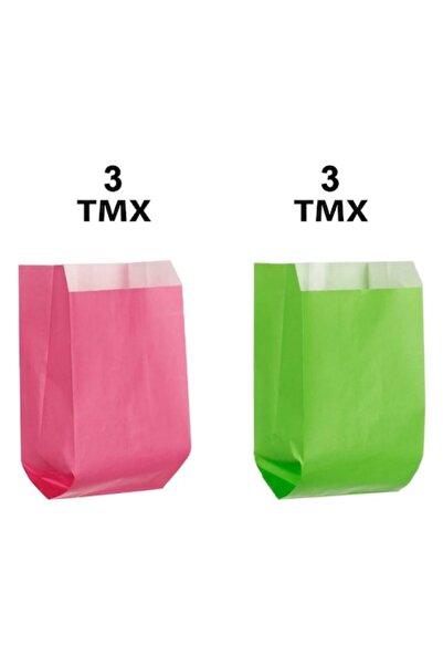 OEM Set de pungi cadou din hârtie, fuchsia și verde lime, 12x8x21 cm - 6 buc