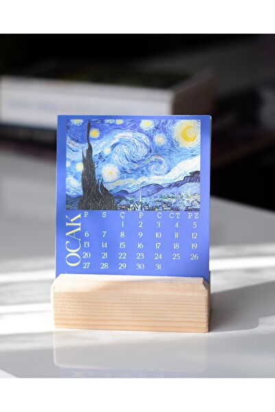 Nova Crafts Ahşap Düz Kesim Sanat Temalı 2026 Masa Takvimi ( 10 *11 cm )