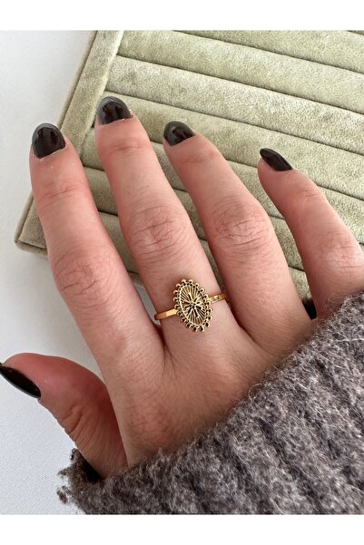 ringbox Gold Oval Shaped Steel Ring