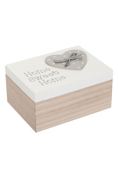 OEM Γκρι ξύλινο κουτί αποθήκευσης Heart Sweet Home 19,5x14,5x10cm