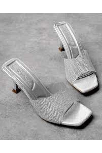 ZENGEZUR MALL Nrzsnt Luart Platinum Glitter Heeled Slippers (233405) (Size: 36)