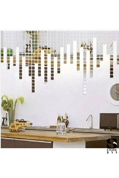 DfEventdesing Gümüş Dekoratif Antre Banyo Süs Mozaik Pleksi Ayna 200 Adet 3 C...