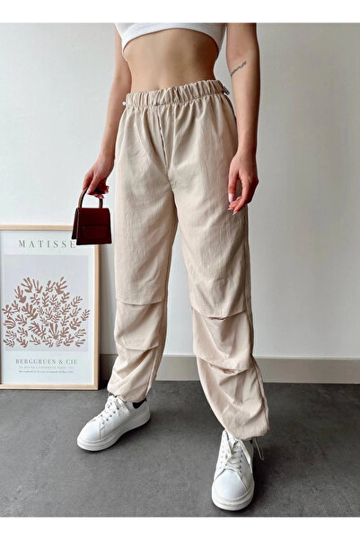 ZENGEZUR MALL Lvsqvr Parachute Pants Beige (235420) (Size: S)