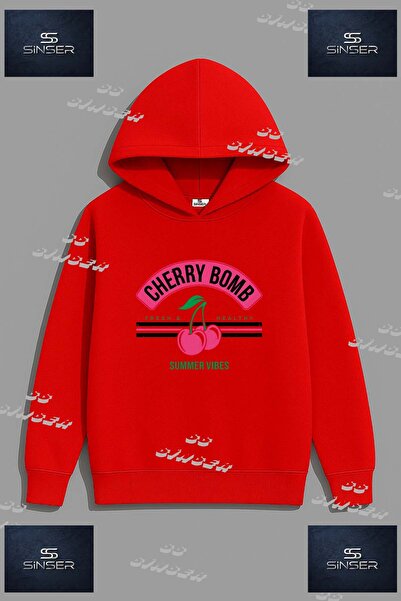 SS SİNSER Φούτερ Unisex με στάμπα  "KIRAZ CHERRY BOMB WRITTEN "
