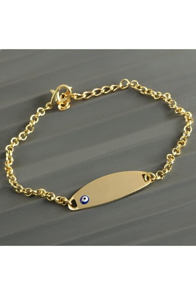 ZERO LAND Nrzsnt Oval Name Engravable Blank (03016) Plate Bracelet-Yellow