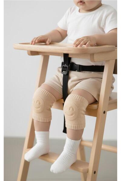 Moory Bei Smiley Desenli Yumuşak Emekleme Dizliği 0-1 Yaş Bebekler için Diz Koruyucu Set (1 Çift)