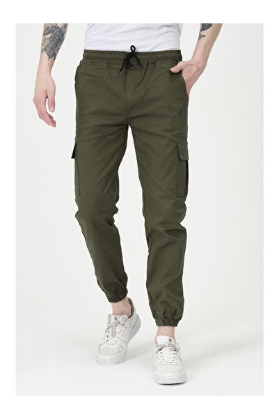 VIKUNYA Men's Side Pocket Dark Khaki New Season Jogger Pants Cargo Pants