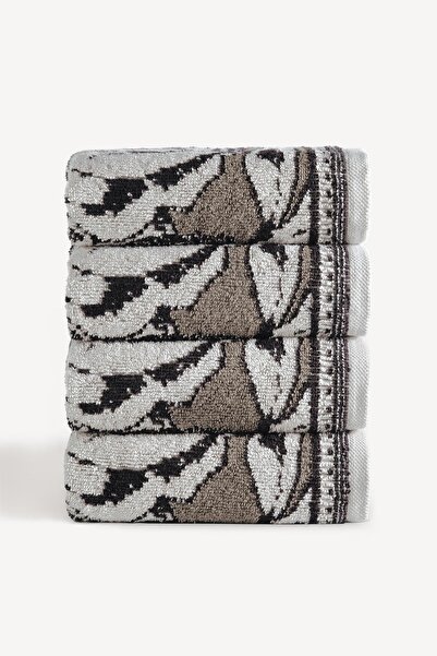 Cherx Set de 4 prosoape de mână Caressa, vopsite în fire, Stone 50x90