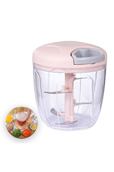 GENERIC4 Manual Food Chopper 900 ml Pink/Transparent 12.5 x 12 x 12 cm