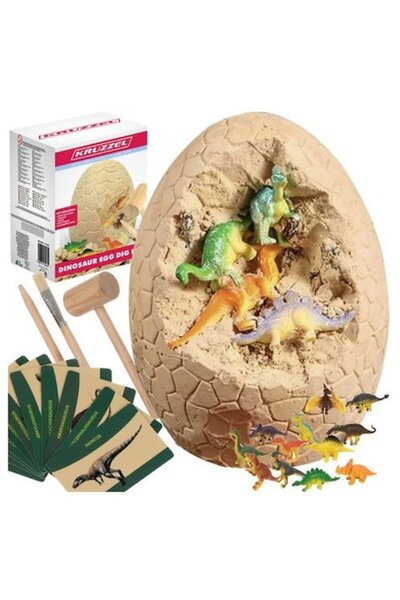 KRUZZEL Set de ouă de dinozaur din săpături - 12 figurine cu unelte, multicolor, 3+ ani